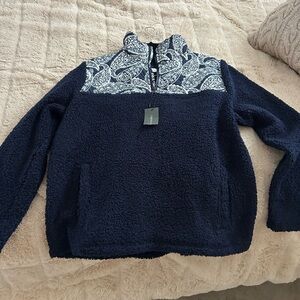Vera Bradley Navy and White Sherpa Pullover